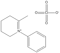 Molecular Structure of 106129-25-3 (Pyridinium, 2,3,4,5-tetrahydro-6-methyl-1-phenyl-, perchlorate)